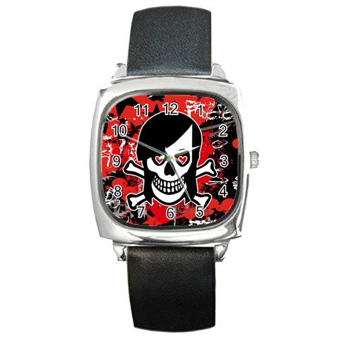 Emo Girl Skull Square Metal Watch from ArtsNow.com Front