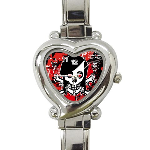 Emo Girl Skull Heart Italian Charm Watch from ArtsNow.com Front