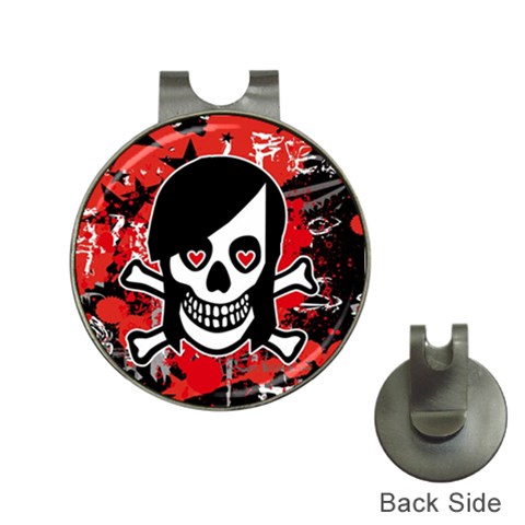 Emo Girl Skull Golf Ball Marker Hat Clip from ArtsNow.com Front