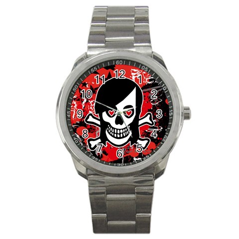 Emo Girl Skull Sport Metal Watch from ArtsNow.com Front