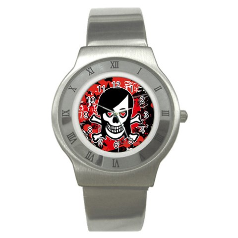 Emo Girl Skull Stainless Steel Watch from ArtsNow.com Front