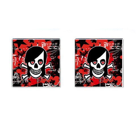 Emo Girl Skull Cufflinks (Square) from ArtsNow.com Front(Pair)