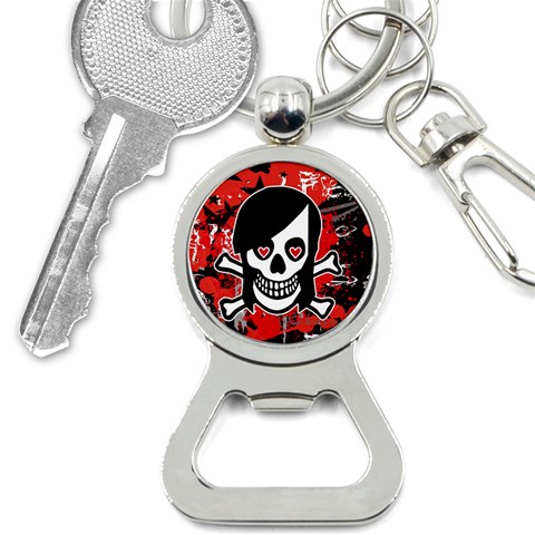 Emo Girl Skull Bottle Opener Key Chain from ArtsNow.com Front