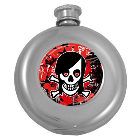 Emo Girl Skull Hip Flask (5 oz) from ArtsNow.com Front