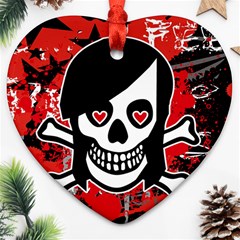 Emo Girl Skull Heart Ornament (Two Sides) from ArtsNow.com Front