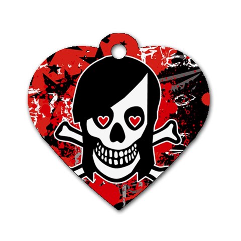 Emo Girl Skull Dog Tag Heart (One Side) from ArtsNow.com Front