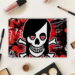 Emo Girl Skull Cosmetic Bag (Large) from ArtsNow.com Front