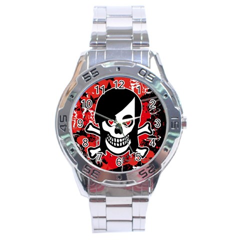 Emo Girl Skull Stainless Steel Analogue Men’s Watch from ArtsNow.com Front