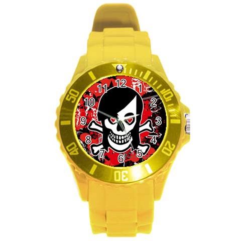 Emo Girl Skull Round Plastic Sport Watch Large from ArtsNow.com Front