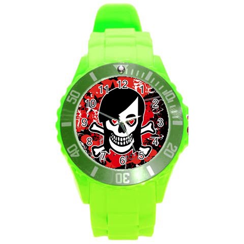 Emo Girl Skull Round Plastic Sport Watch Large from ArtsNow.com Front