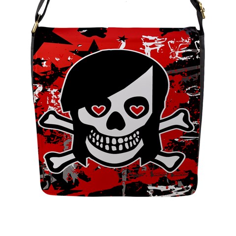 Emo Girl Skull Flap Closure Messenger Bag (Large) from ArtsNow.com Front