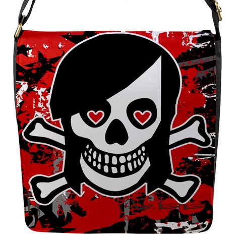 Emo Girl Skull Flap closure messenger bag (Small) from ArtsNow.com Front