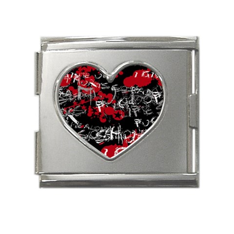 Emo Graffiti Mega Link Heart Italian Charm (18mm) from ArtsNow.com Front