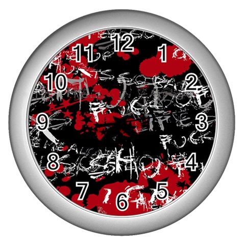 Emo Graffiti Wall Clock (Silver) from ArtsNow.com Front