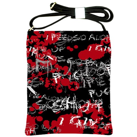 Emo Graffiti Shoulder Sling Bag from ArtsNow.com Front