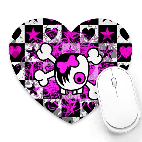 Emo Scene Girl Skull Mousepad (Heart) from ArtsNow.com Front