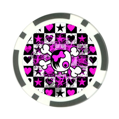 Emo Scene Girl Skull Poker Chip Card Guard (10 pack) from ArtsNow.com Front