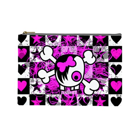 Emo Scene Girl Skull Cosmetic Bag (Large) from ArtsNow.com Front