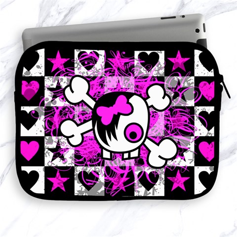 Emo Scene Girl Skull Apple iPad 2/3/4 Zipper Case from ArtsNow.com Front