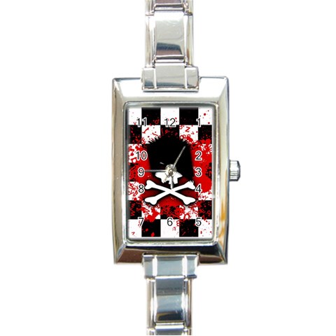 Emo Skull Rectangular Italian Charm Watch from ArtsNow.com Front