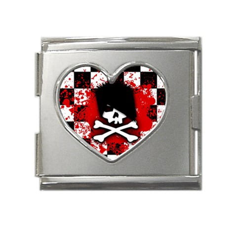 Emo Skull Mega Link Heart Italian Charm (18mm) from ArtsNow.com Front