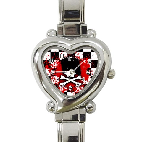 Emo Skull Heart Italian Charm Watch from ArtsNow.com Front