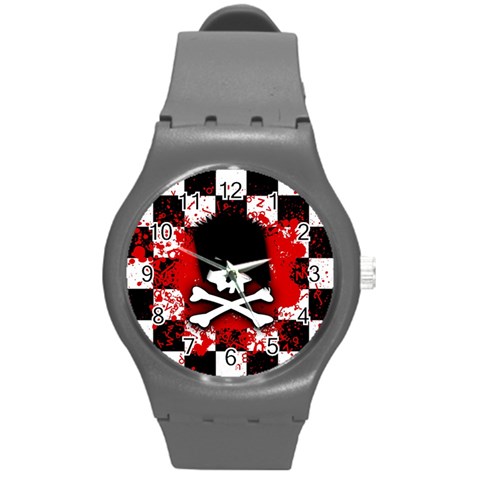 Emo Skull Round Plastic Sport Watch Medium from ArtsNow.com Front