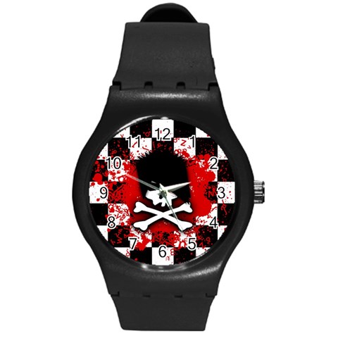 Emo Skull Round Plastic Sport Watch Medium from ArtsNow.com Front