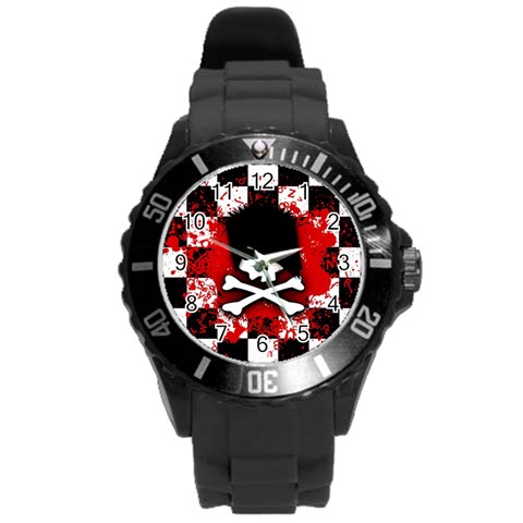 Emo Skull Round Plastic Sport Watch Large from ArtsNow.com Front