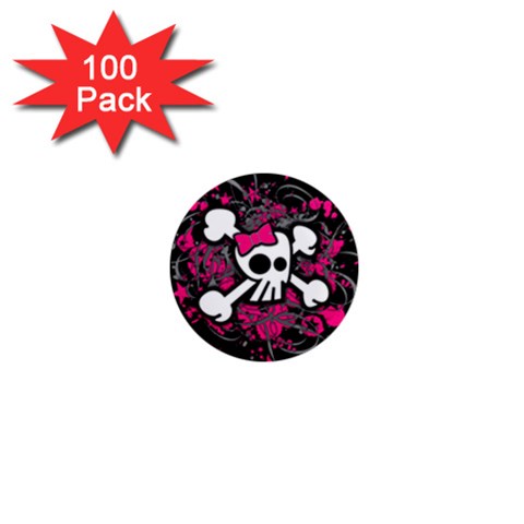 Girly Skull & Crossbones 1  Mini Magnet (100 pack)  from ArtsNow.com Front