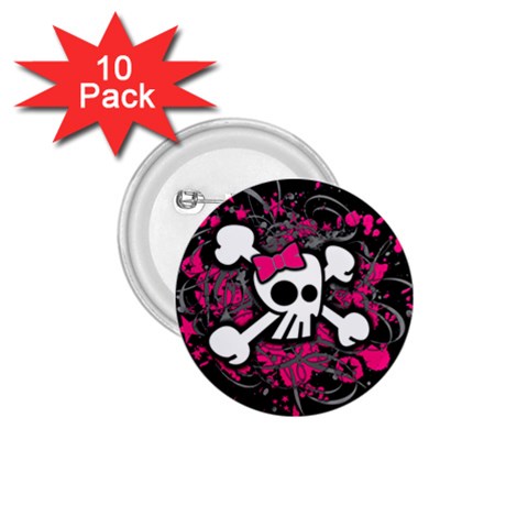 Girly Skull & Crossbones 1.75  Button (10 pack)  from ArtsNow.com Front