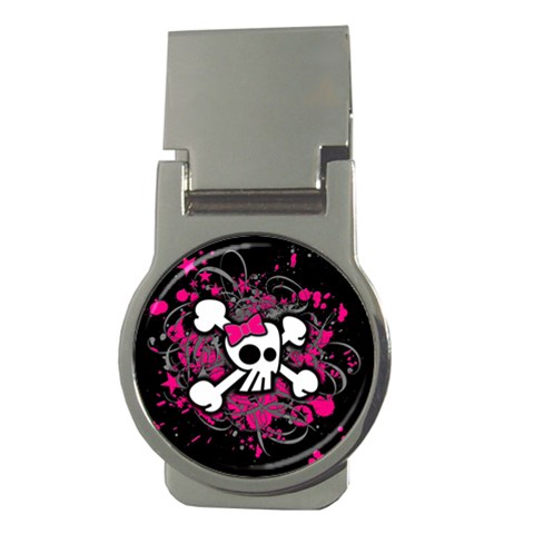 Girly Skull & Crossbones Money Clip (Round) from ArtsNow.com Front