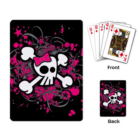 Girly Skull & Crossbones Playing Cards Single Design from ArtsNow.com Back