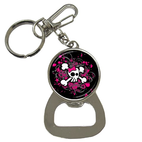 Girly Skull & Crossbones Bottle Opener Key Chain from ArtsNow.com Front