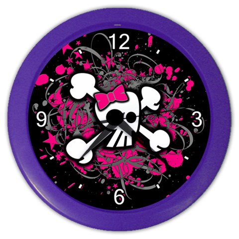 Girly Skull & Crossbones Color Wall Clock from ArtsNow.com Front