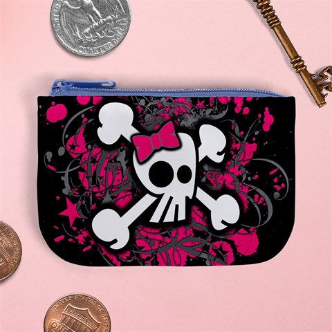 Girly Skull & Crossbones Mini Coin Purse from ArtsNow.com Front