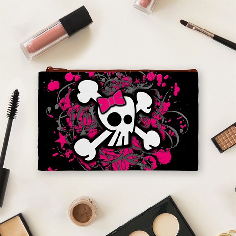 Girly Skull & Crossbones Cosmetic Bag (Medium) from ArtsNow.com Front