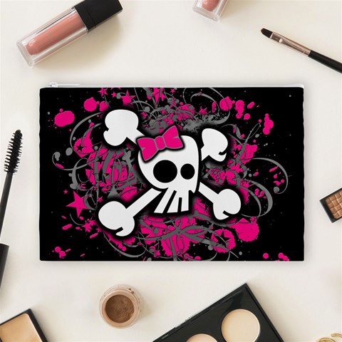 Girly Skull & Crossbones Cosmetic Bag (Large) from ArtsNow.com Front