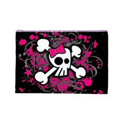 Girly Skull & Crossbones Cosmetic Bag (Large) from ArtsNow.com Front