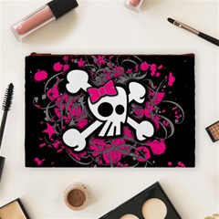 Girly Skull & Crossbones Cosmetic Bag (Large) from ArtsNow.com Front