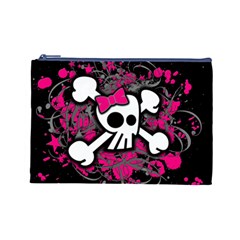 Girly Skull & Crossbones Cosmetic Bag (Large) from ArtsNow.com Front