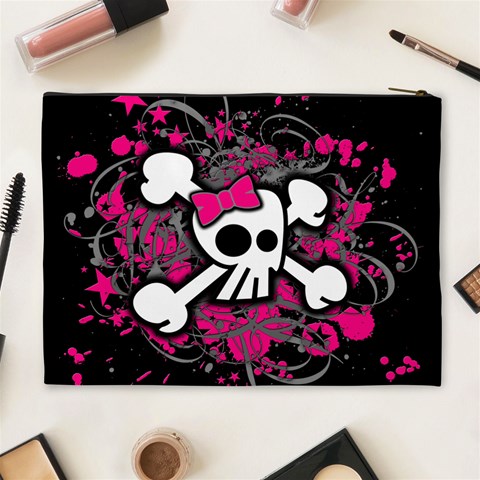 Girly Skull & Crossbones Cosmetic Bag (XL) from ArtsNow.com Back