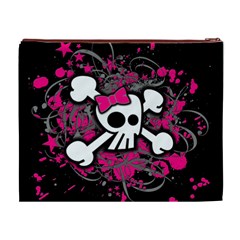 Girly Skull & Crossbones Cosmetic Bag (XL) from ArtsNow.com Back