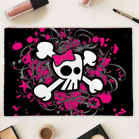 Girly Skull & Crossbones Cosmetic Bag (XXL) from ArtsNow.com Front