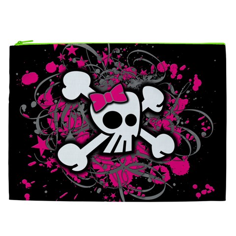 Girly Skull & Crossbones Cosmetic Bag (XXL) from ArtsNow.com Front