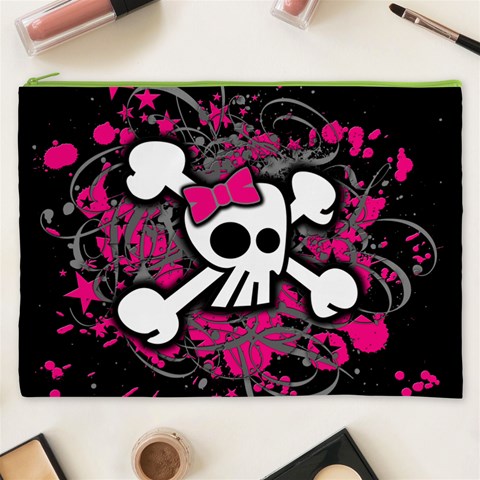 Girly Skull & Crossbones Cosmetic Bag (XXXL) from ArtsNow.com Front