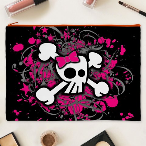 Girly Skull & Crossbones Cosmetic Bag (XXXL) from ArtsNow.com Front