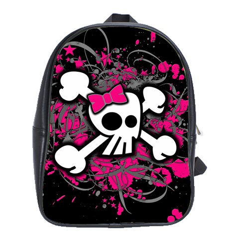 Girly Skull & Crossbones School Bag (XL) from ArtsNow.com Front