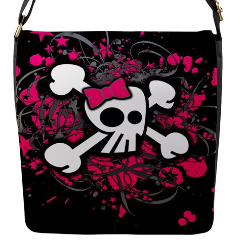 Girly Skull & Crossbones Flap closure messenger bag (Small) from ArtsNow.com Front