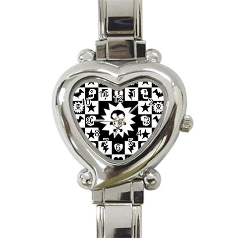 Gothic Punk Skull Heart Italian Charm Watch from ArtsNow.com Front